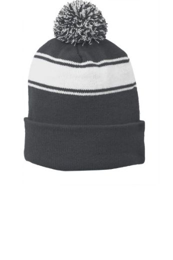 Picture of Sport-Tek Stripe Pom Pom Beanie. STC28